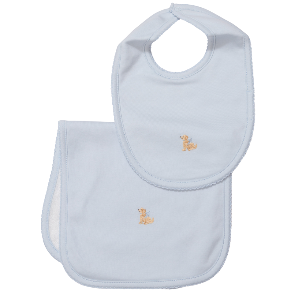 Set Babero y Babita Celeste - Perrito