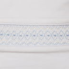 Set Babero y Babita Blanco Nido de Abeja Vertical Celeste