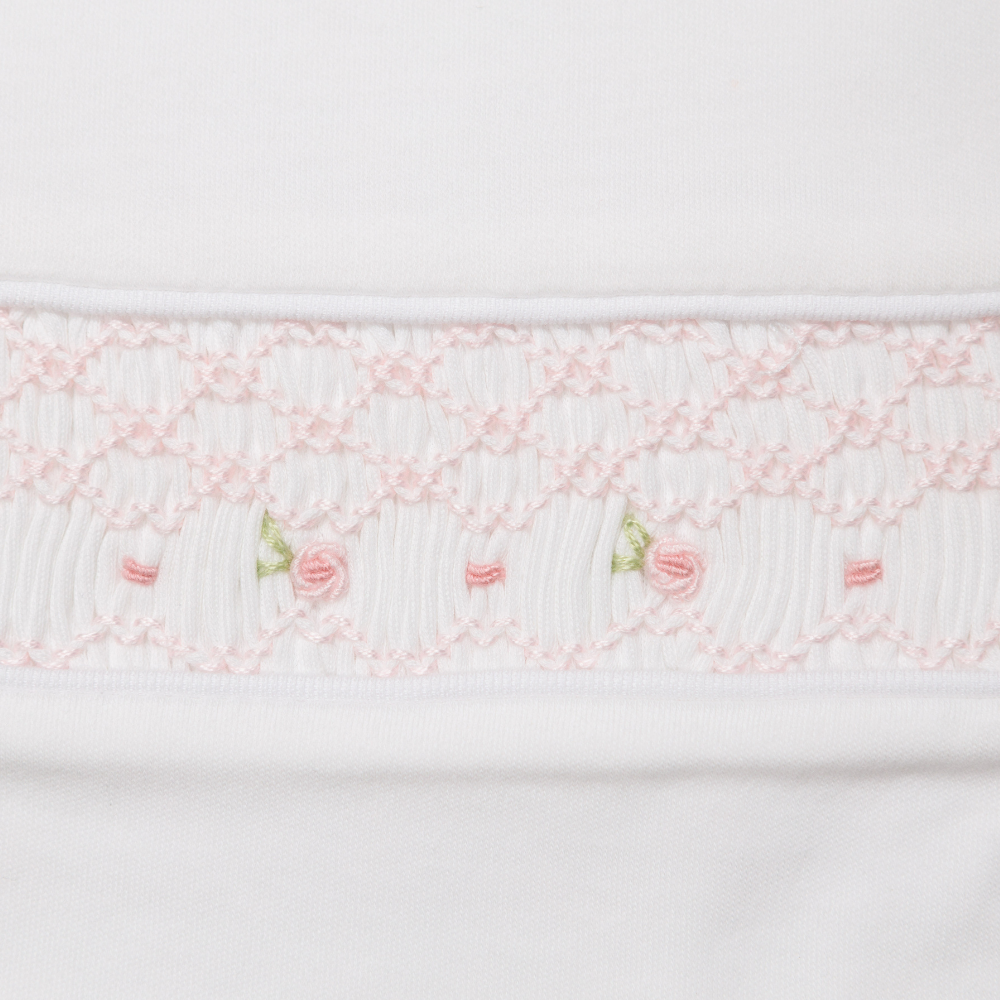 Set Babero y Babita Blanco Nido Rosado/Flores