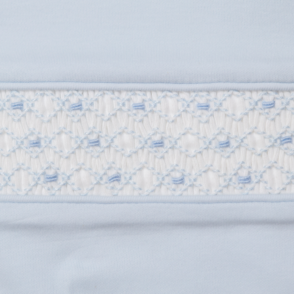 Romper Celeste Nido de Abeja Blanco/Puntos