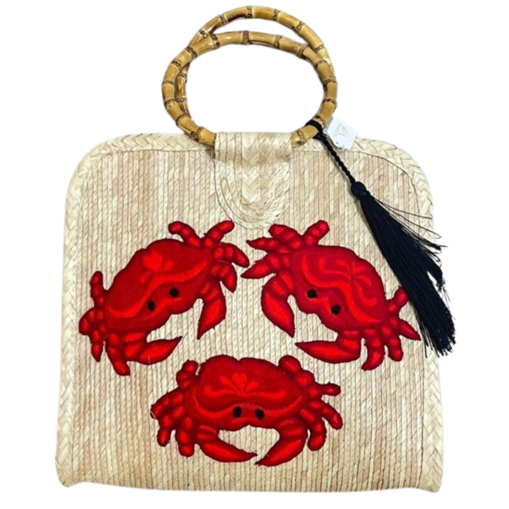Embroidered Tote Red Crab