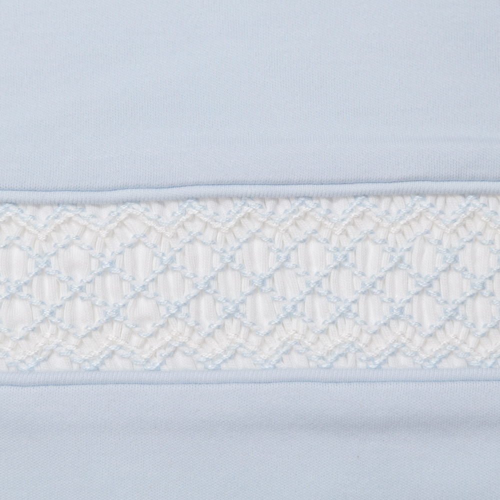 Set Babero y Babita Celeste Nido de Abeja Blanco con Azul