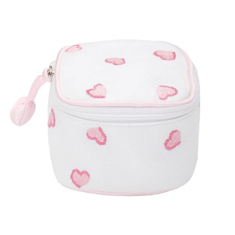 Embroidered Jewelry Box - Pink Hearts