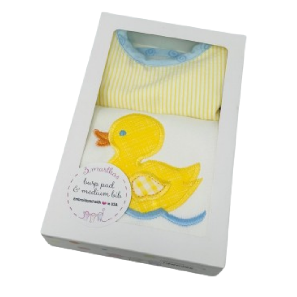 Boxed Burp/Bib Set Yellow Duck