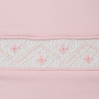 Set Babero y Babita Rosado Nido de Abeja Blanco