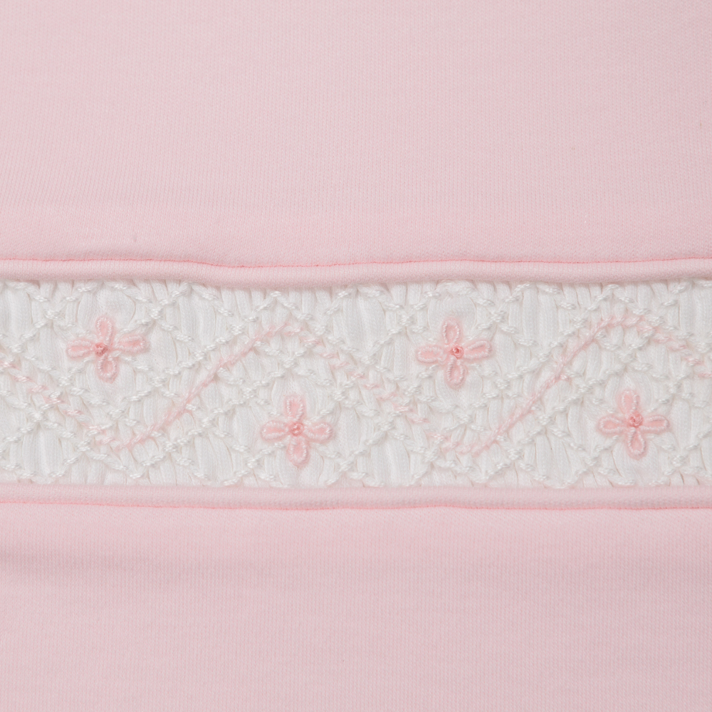 Set Babero y Babita Rosado Nido de Abeja Blanco