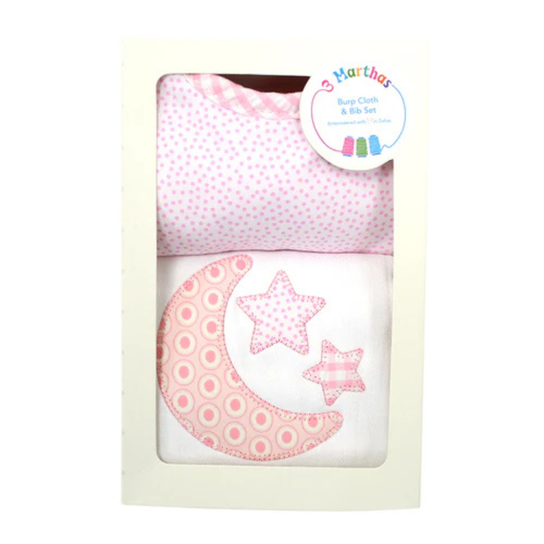Boxed Burp/Bib Pink Lullaby
