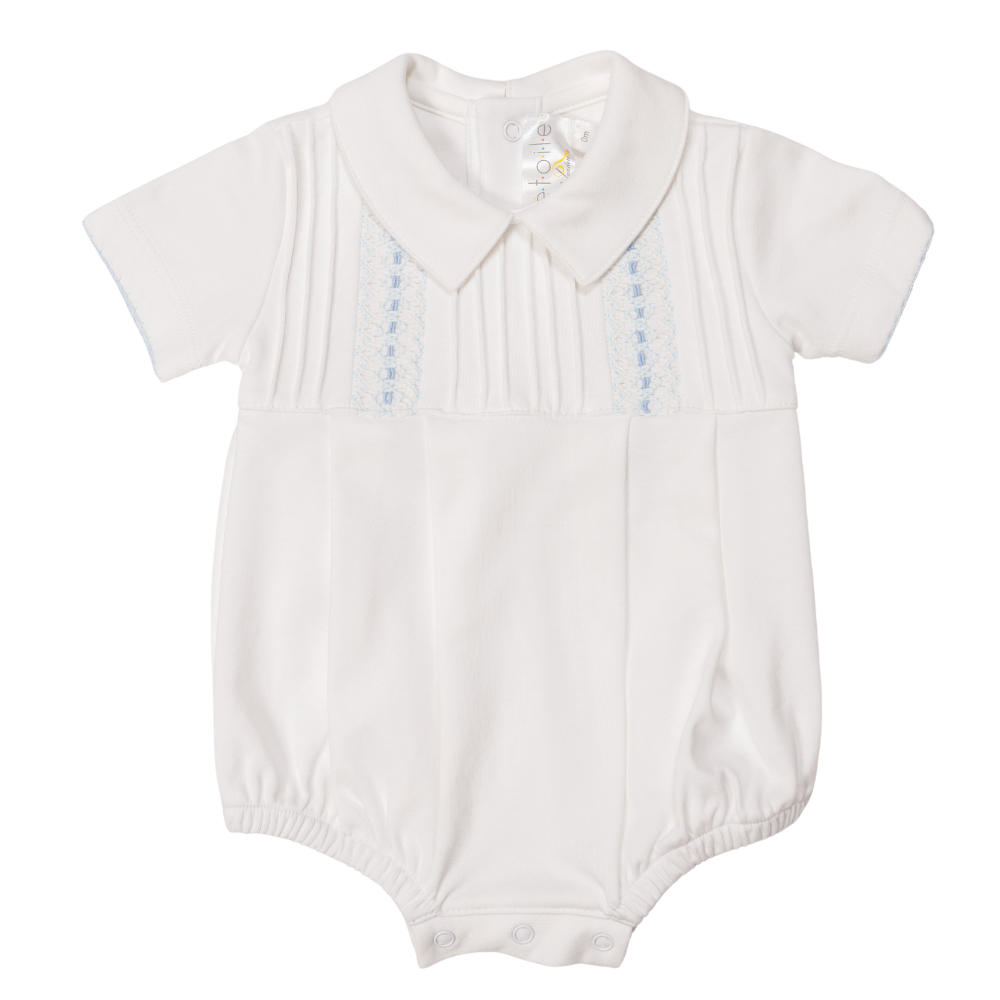 Bombacho Blanco Nido de Abeja Vert. Celeste