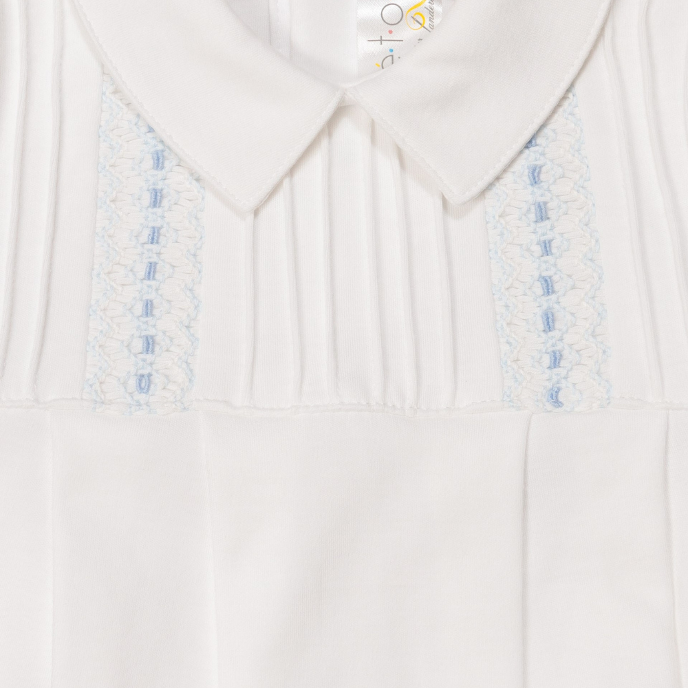 Bombacho Blanco Nido de Abeja Vert. Celeste