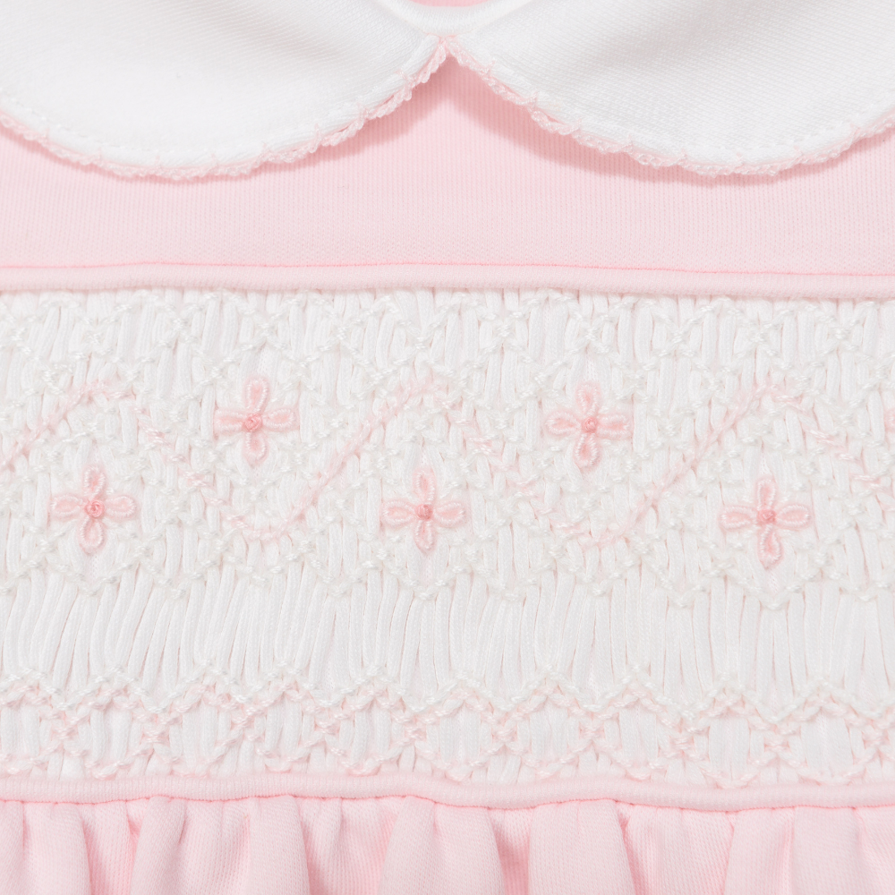 Romper Rosado Nido de Abeja Blanco