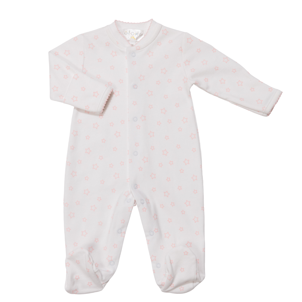 Enterizo Blanco Estampado Estrellas Rosadas