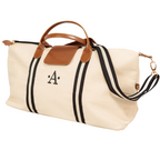 Original Duffel Bag Off White W/Black Stripes/Tan Leather