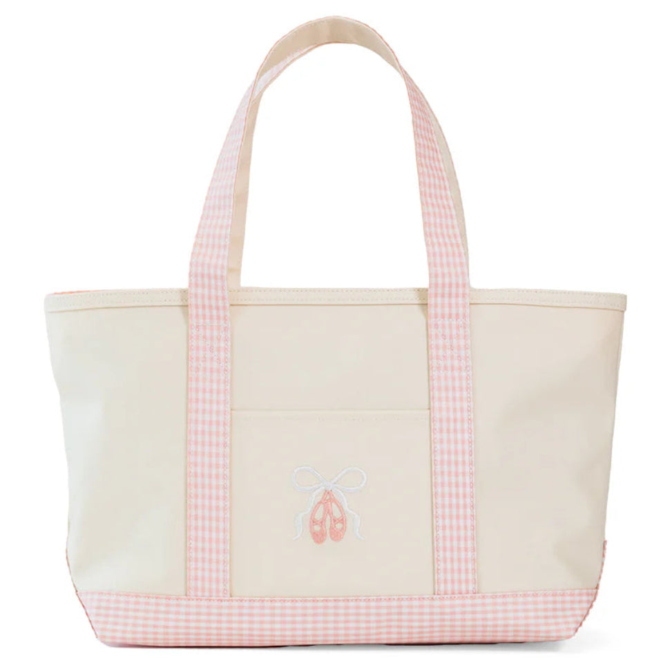 Medium Tote Coated Canvas Natural with Ballet Taffy Trim