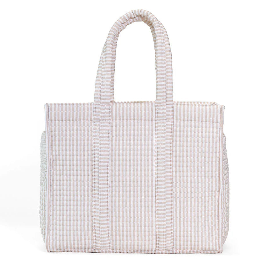 Quilted Go Go Tote - Pimlico Stripe Sand