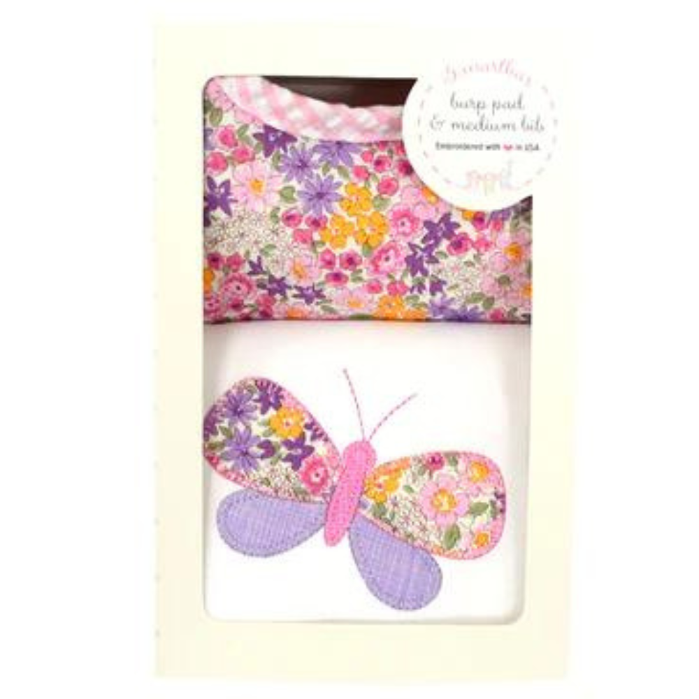 Boxed Burp/Bib Set Butterfly - New