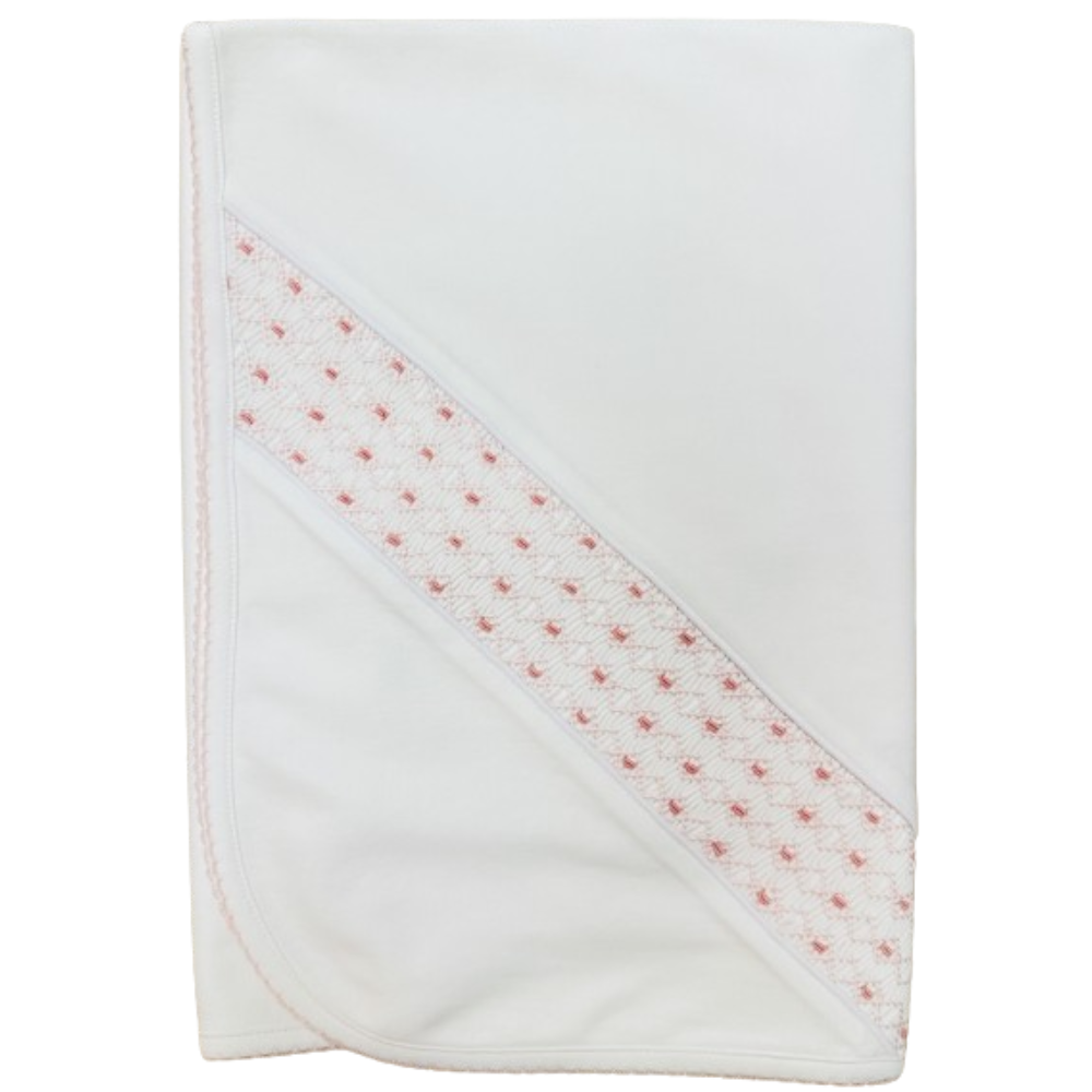 Manta Blanca Nido de Abeja Vert. Rosado