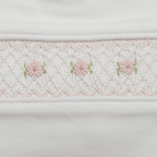 Set Babero y Babita Blanco Smock Flores