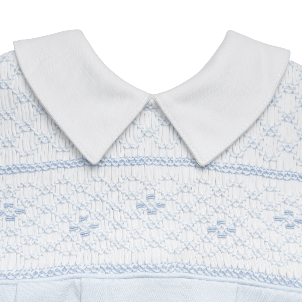 Bombacho Celeste Smock Blanco