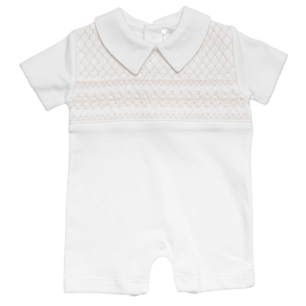 Enterizo Corto Blanco/Beige Smock