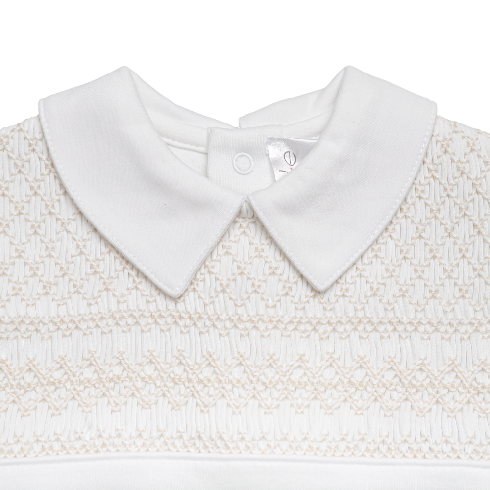 Enterizo Corto Blanco/Beige Smock