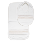 Set Babero y Babita Blanco/Beige Smock
