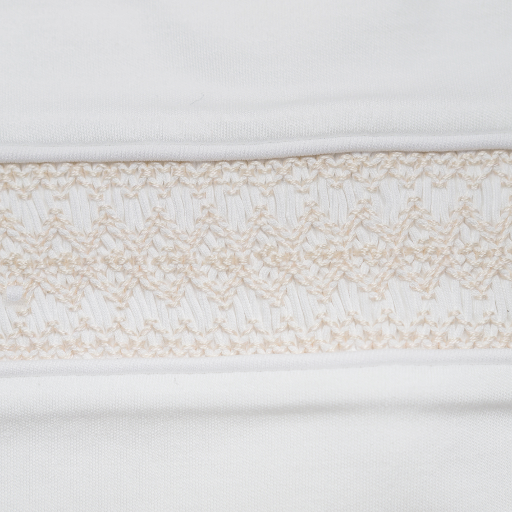 Set Babero y Babita Blanco/Beige Smock