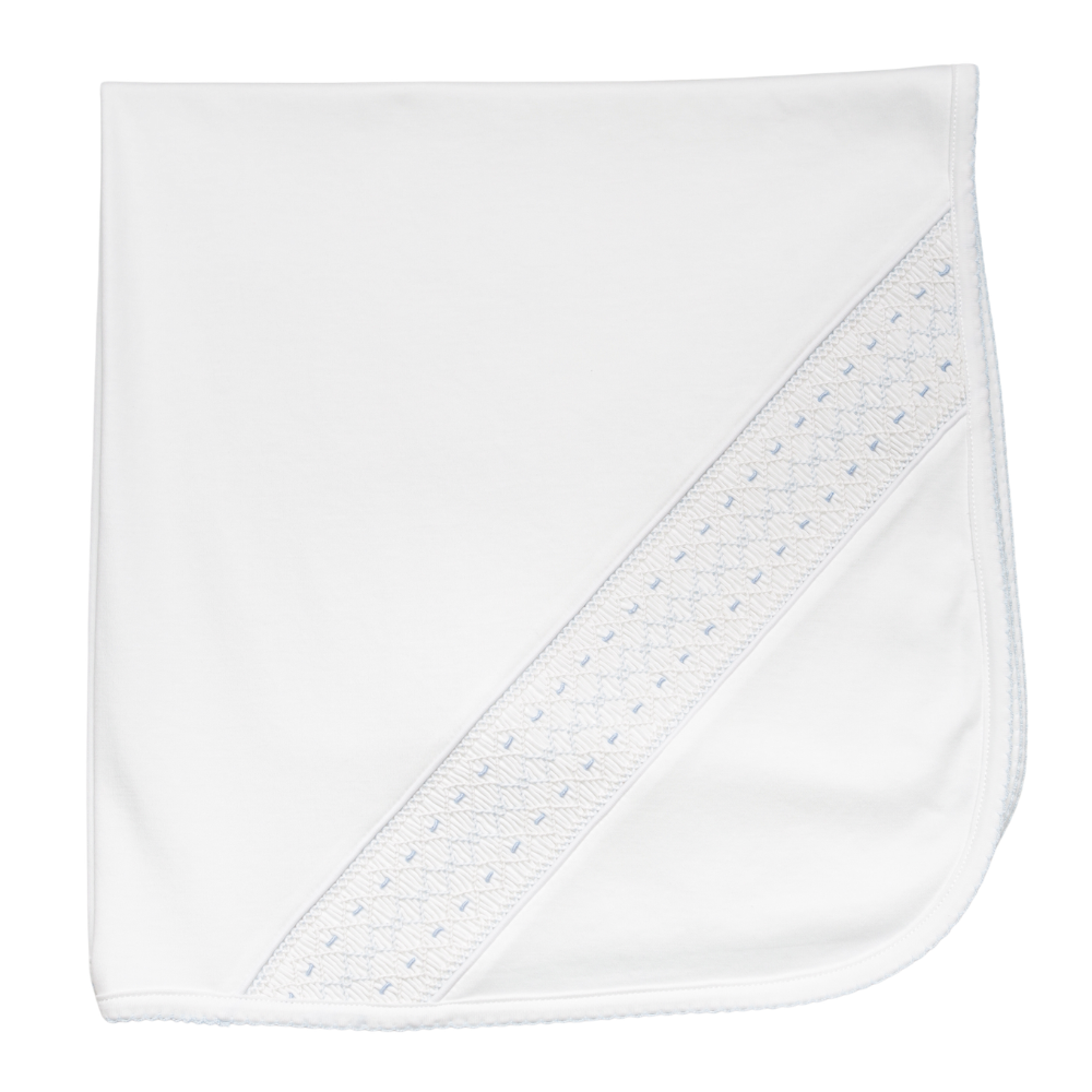 Manta Blanca Nido de Abeja Celeste/Bco