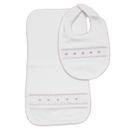 Set Babero y Babita Blanco Alita Smock Lila