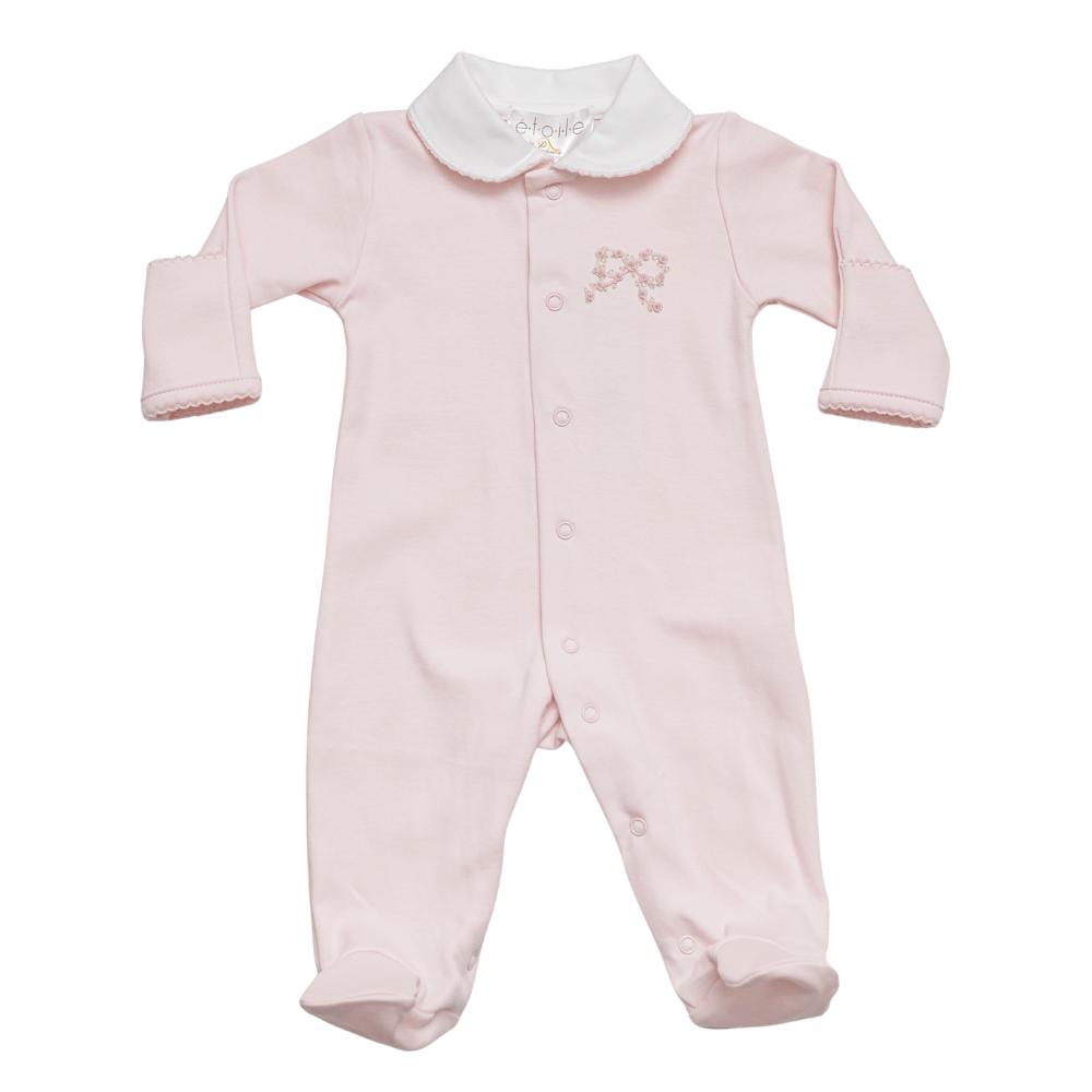 Enterizo Rosado Cuello Broche - Lazo Bordado