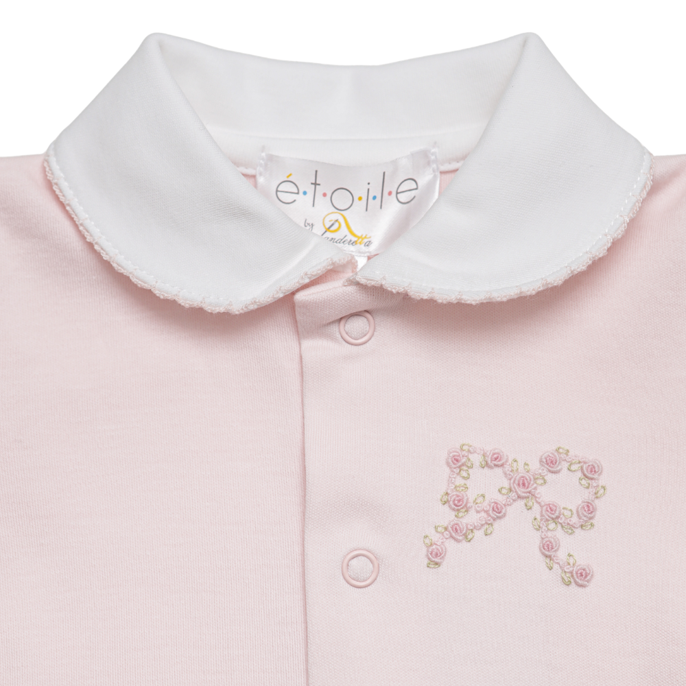 Enterizo Rosado Cuello Broche - Lazo Bordado