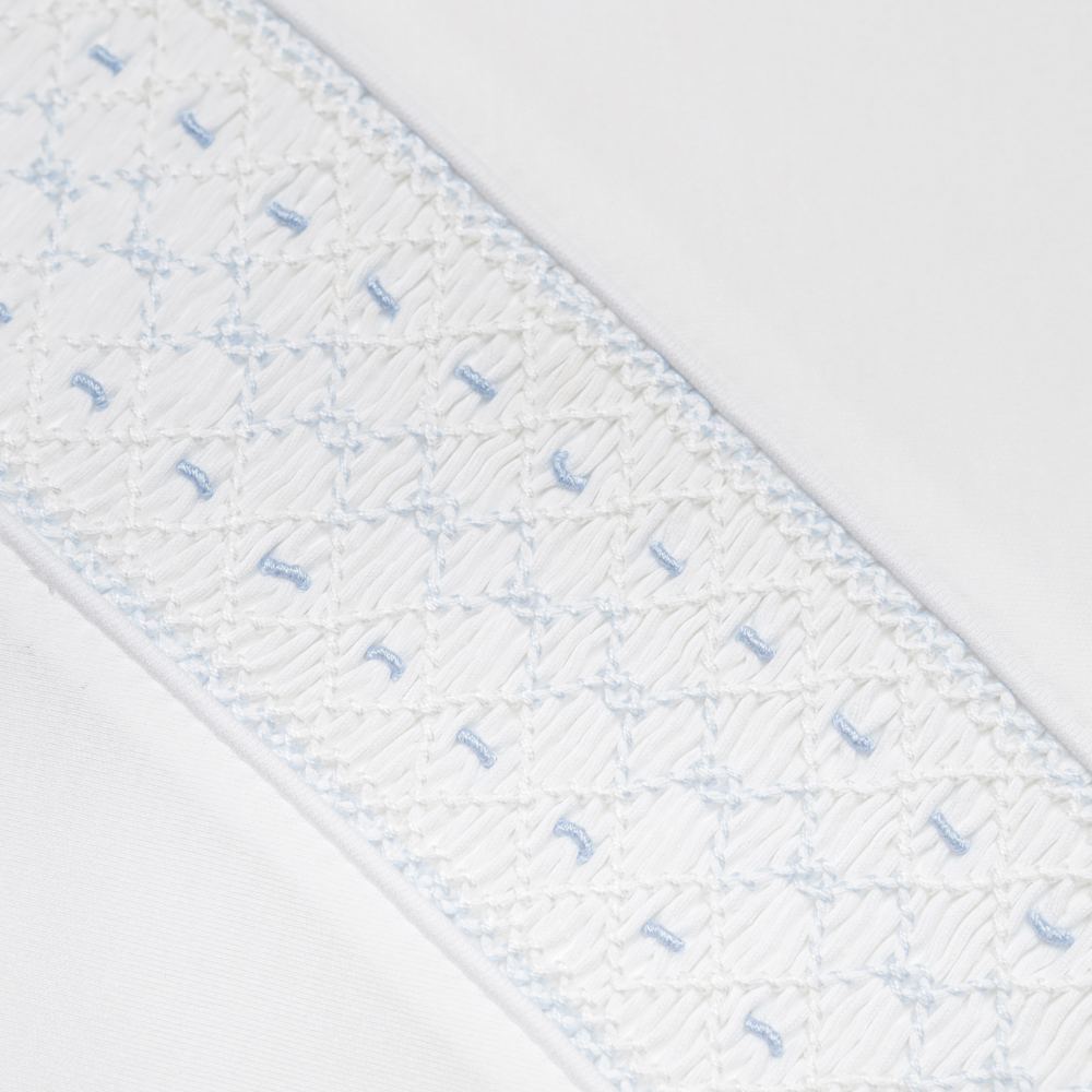Set de Toalla Blanca Nido de Abeja Celeste/Bco