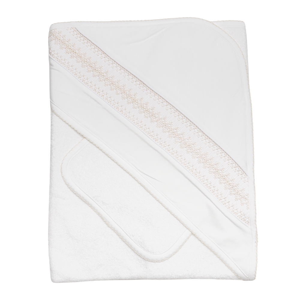 Set de Toalla Blanca/Beige Smock