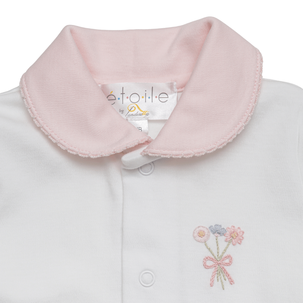 Enterizo Blanco Cuello Broche - Flores