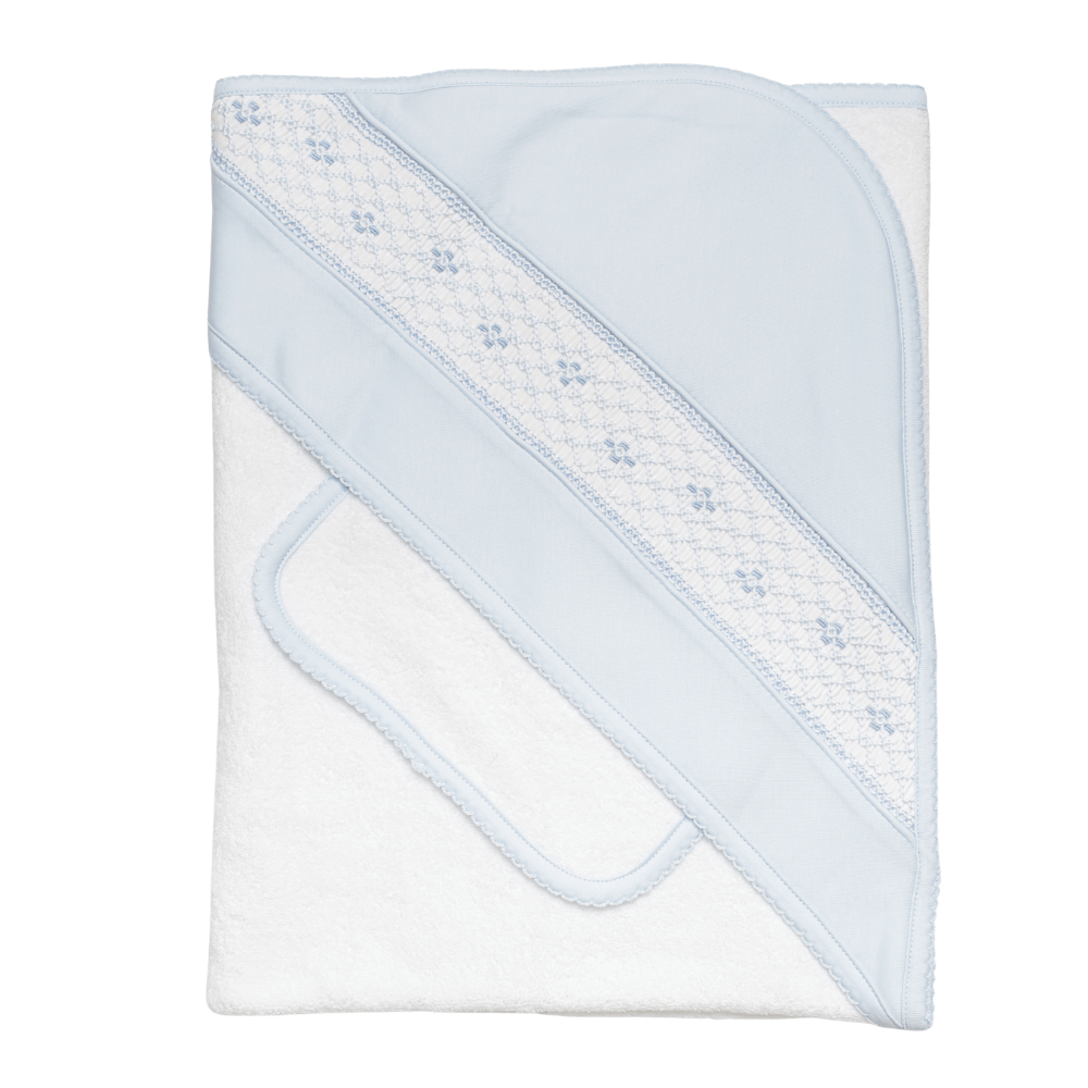 Set de Toalla Celeste Smock Blanco