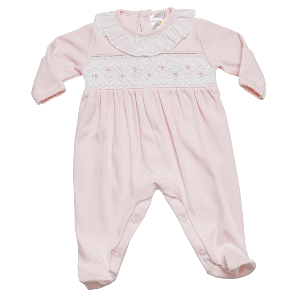 Enterizo Rosado Cuello Blanco Ruchado Alma - Smock
