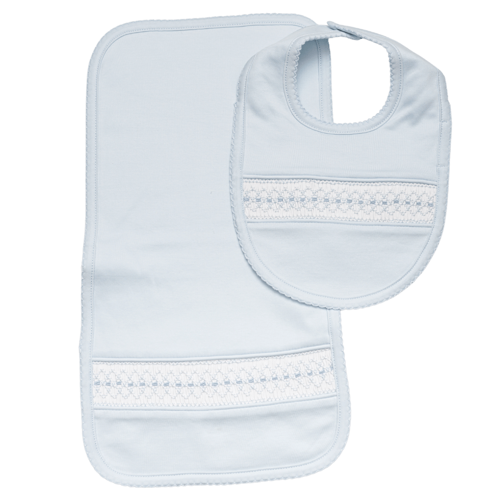 Set Babero y Babita Celeste - Renzi Smock