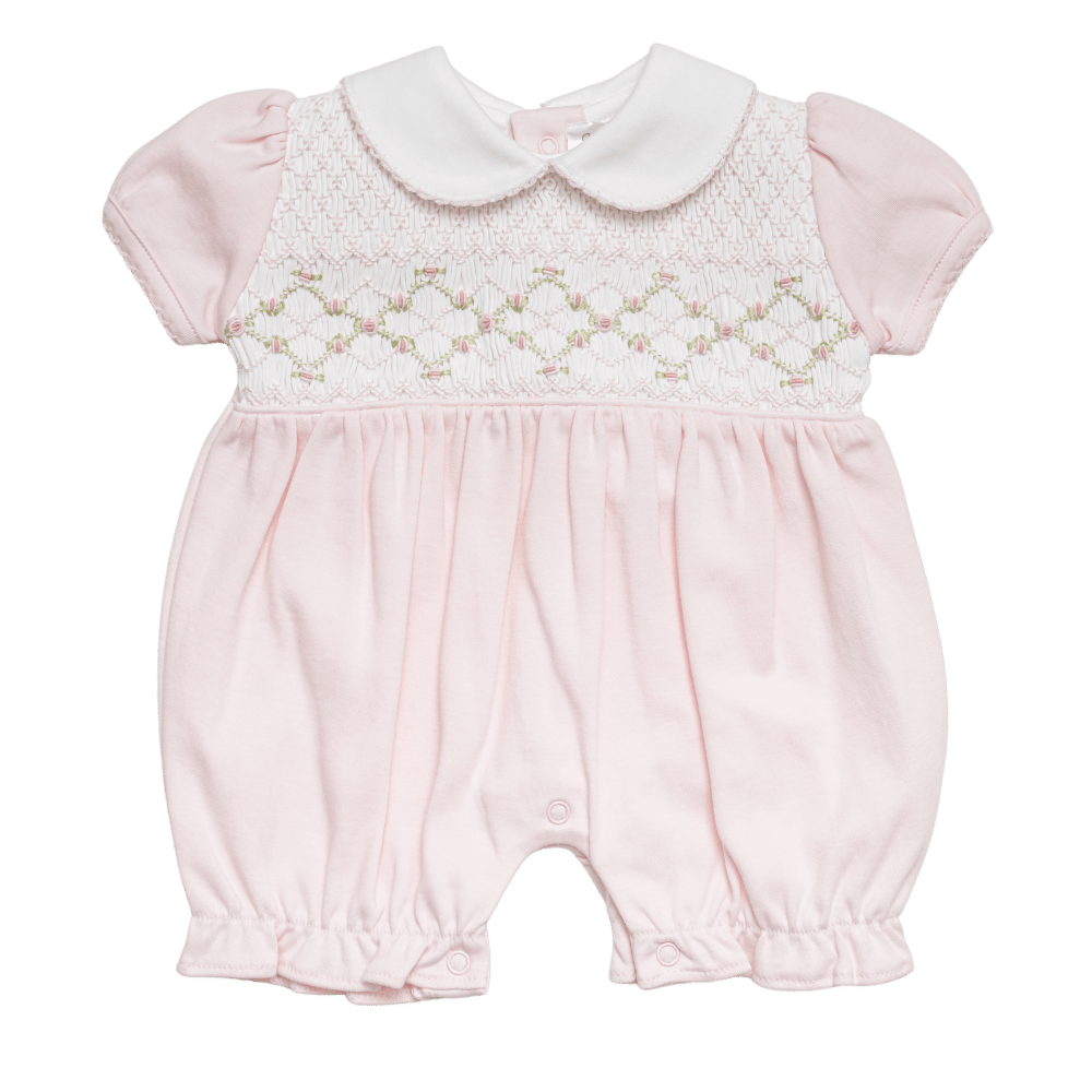 Enterizo Rosado Corto Smock Trellis