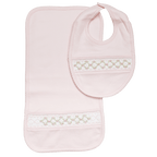 Set Babero y Babita Rosado Smock Trellis