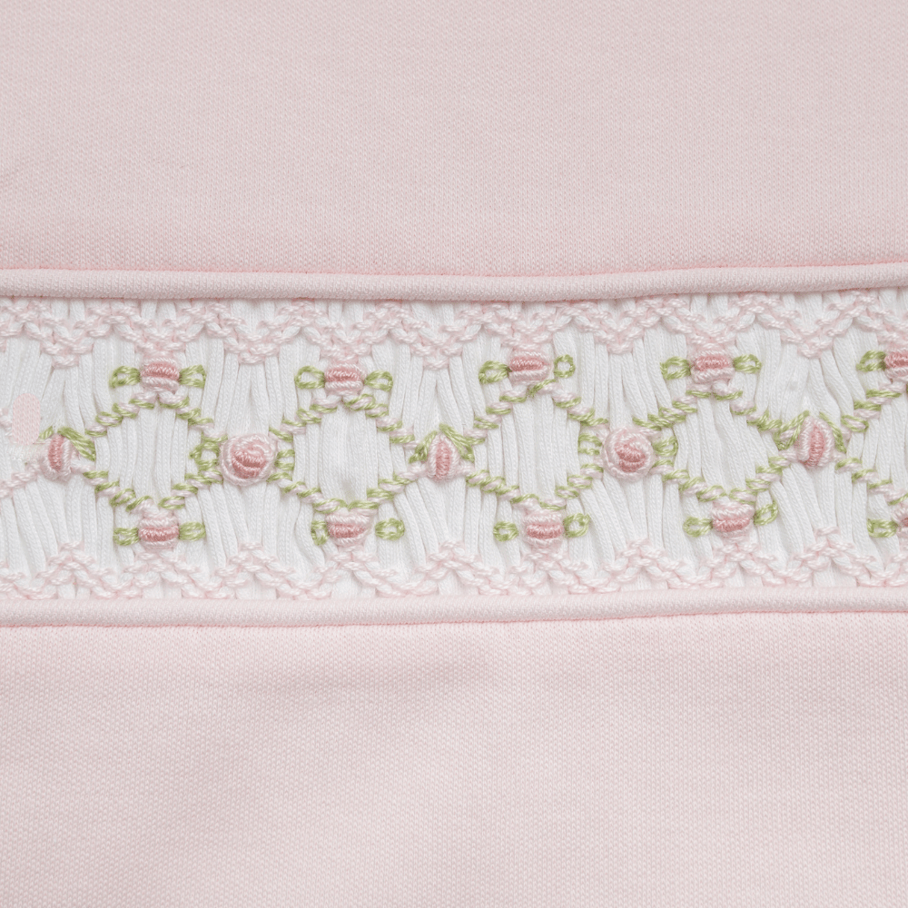 Set Babero y Babita Rosado Smock Trellis