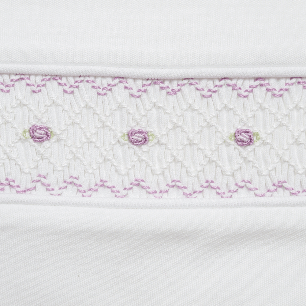Set Babero y Babita Blanco Alita Smock Lila