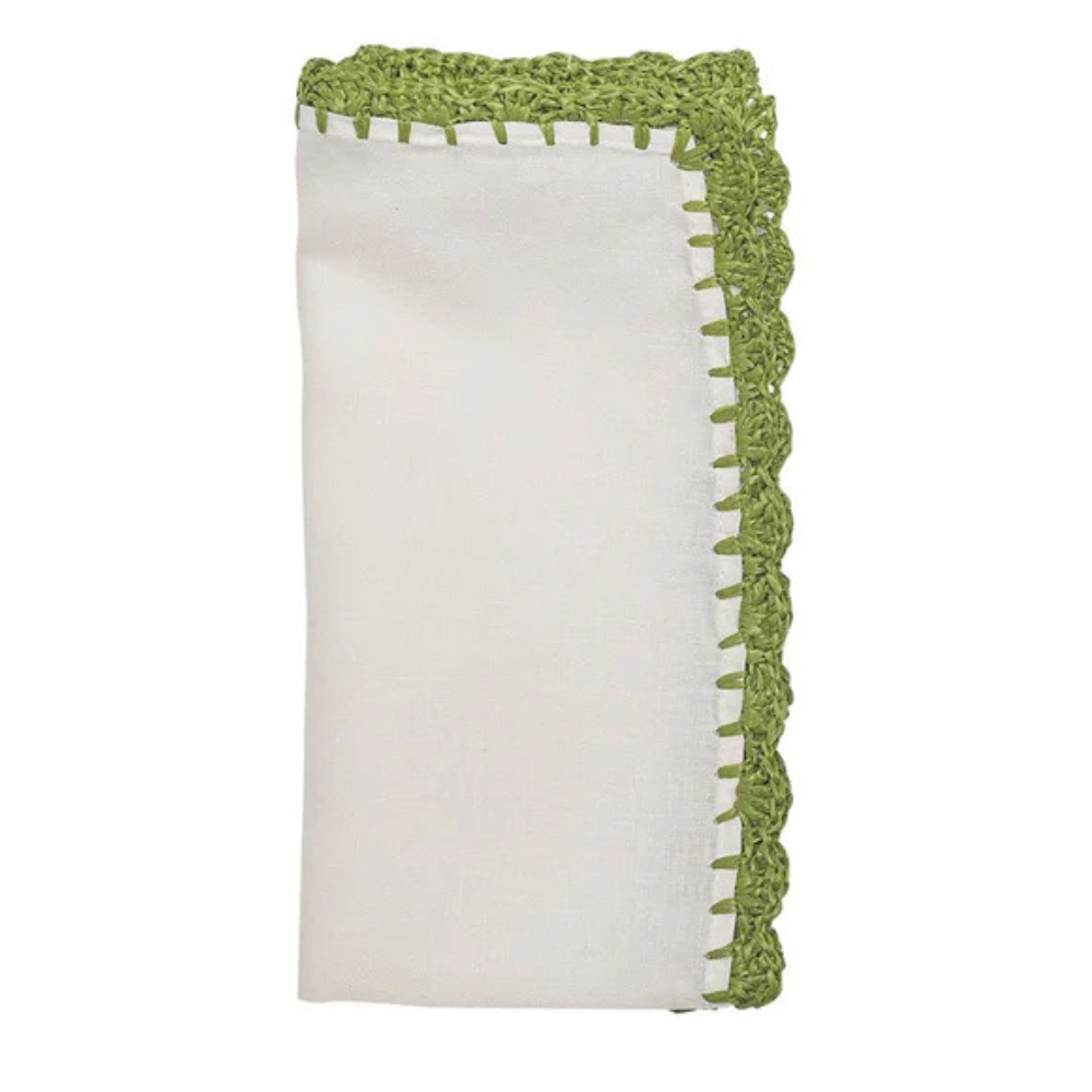 Napkin Shell Edge White/Green Set of 12