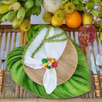 Napkin Shell Edge White/Green Set of 12