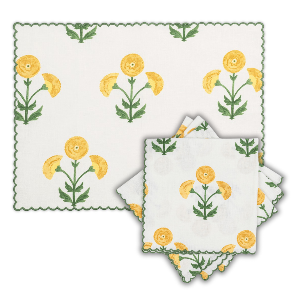 Set of 12 Gisele Placemats and Napkins - Marigold