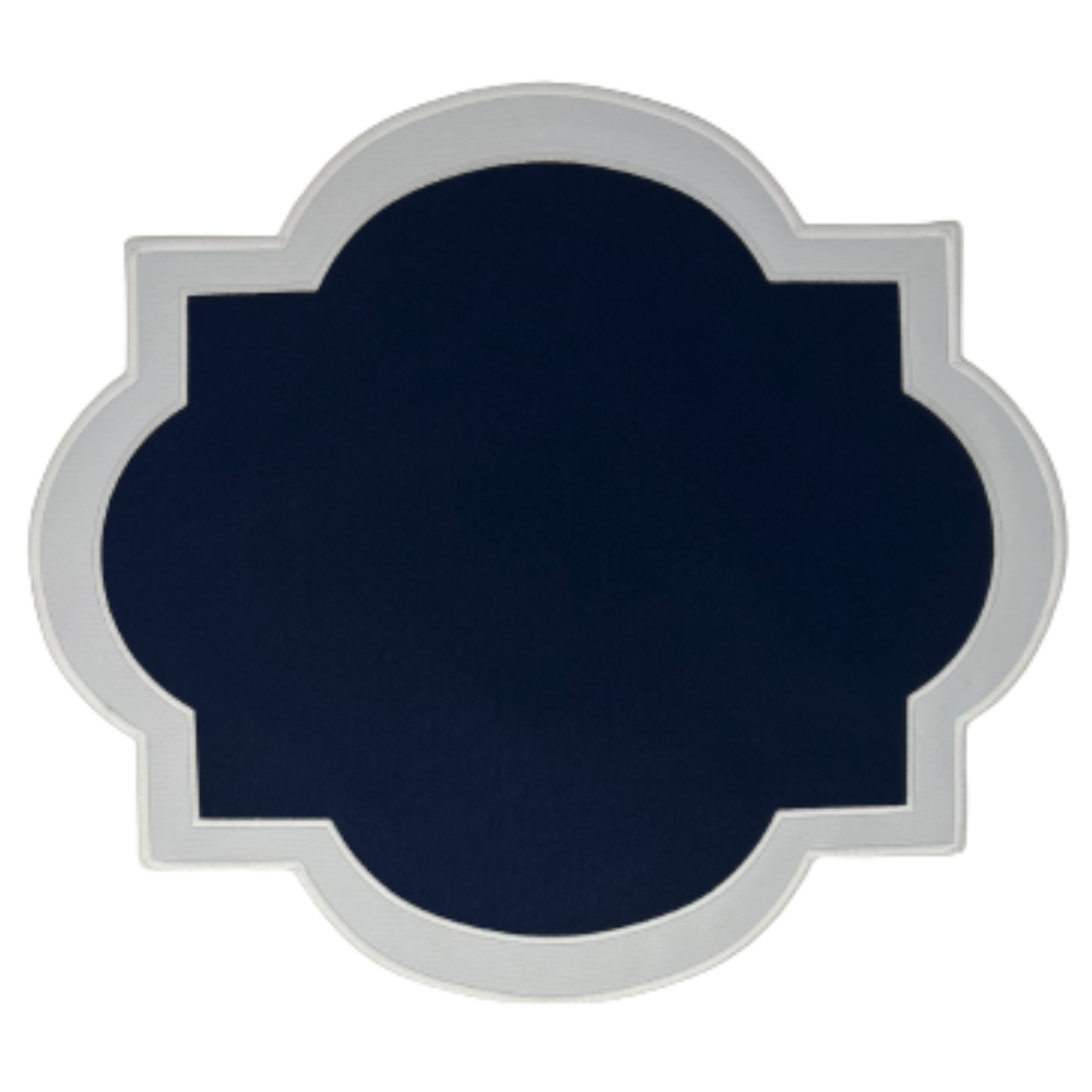 Set of 6 Placemat Round/Rectangle - Dark Blue/White