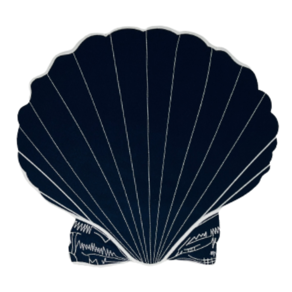 Set of 6 Placemat Shell - Dark Blue/White