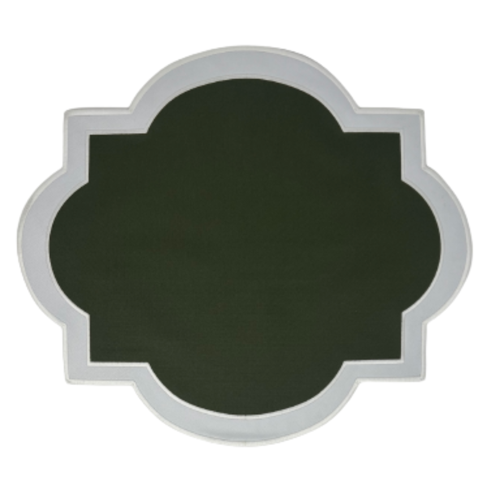 Set of 6 Placemat Round/Rectangle - Dark Green/White