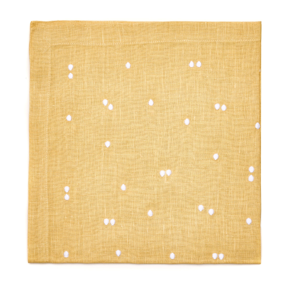 White Scattered Dots Napkin - Butter
