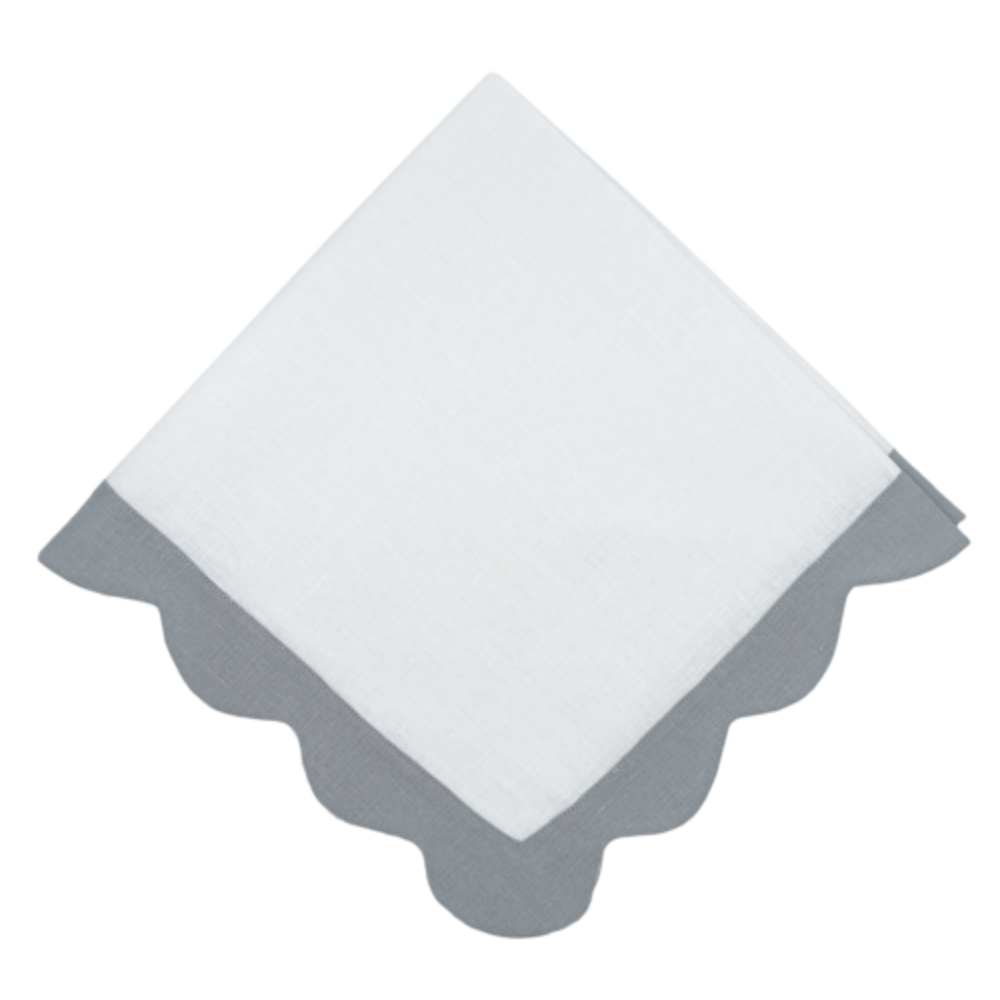 Napkin Sunflower Scallop - White/Classic Grey Border