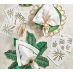 Cocktail Napkin Set of 6 - Palm White/Green