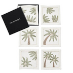 Cocktail Napkin Set of 6 - Palm White/Green